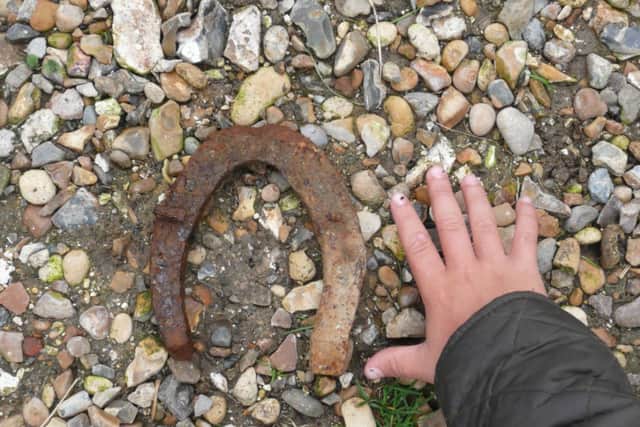 A shoe from an artillery horse found near Happy Valley last year. Picture: Keith and Green family, Kingston New Barn, Shoreham