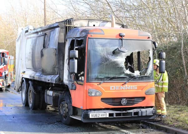 The damaged refuse lorry PHOTO: Eddie Mitchell