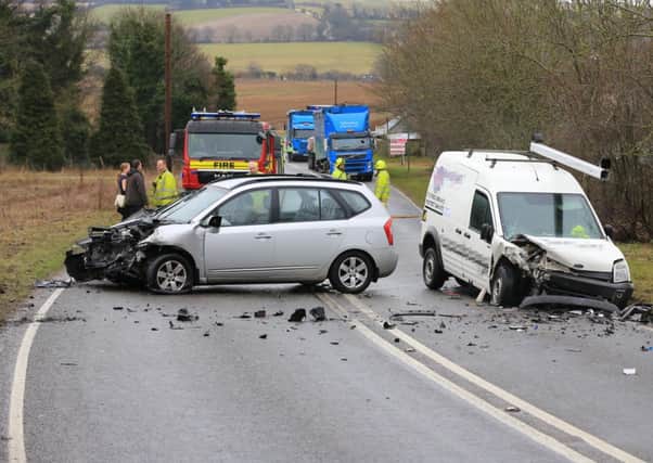 Two-car crash on the A24 Long Furlong at Findon. Picture: Eddie Mitchell SUS-150220-104618001