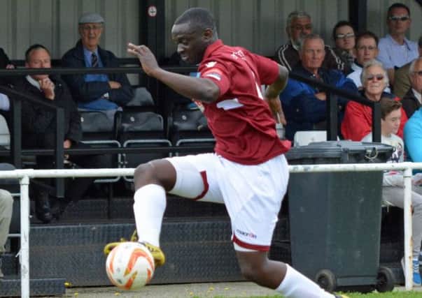 Tim Olorunda opened the scoring for Hastings United in the 2-2 draw at home to Whyteleafe and was later involved in the incident which led to the sending-off of away striker Roscoe D'Sane