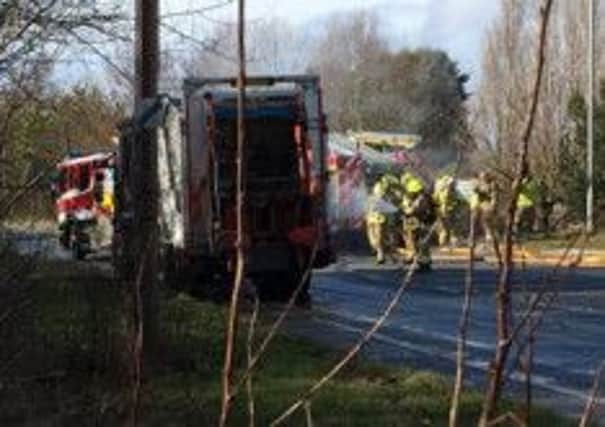 Burning bin lorry on the A259           PHOTO: Jacob Masters