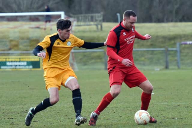Sussex County Football League.  Hassocks FC v Chichester FC. Action from the match. Picture : Liz Pearce. 210215. LP1500121 SUS-150221-190150008