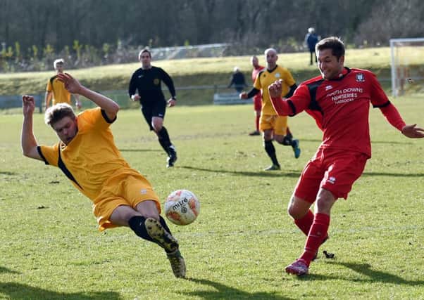Sussex County Football League.  Hassocks FC v Chichester FC. Action from the match. Picture : Liz Pearce. 210215. LP1500124 SUS-150221-190220008