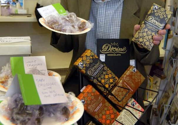 Examples of Fairtrade chocolate sold by Oxfam
