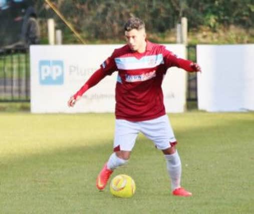 Taser Hassan on the ball for Hastings United during Saturday's 2-2 draw at home to Whyteleafe. Picture courtesy Joe Knight