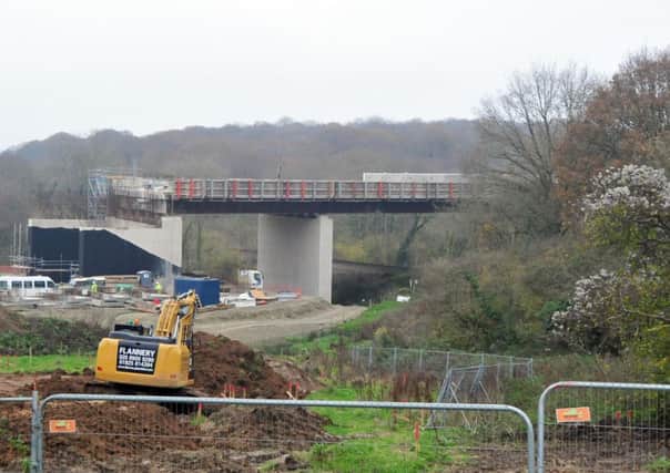 4/12/14- Update pics of the Bexhill to Hastings Link Road (BHLR)- bridge construction near Upper wilting Farm. SUS-140412-125958001