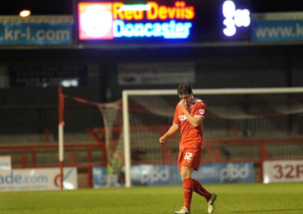 Doncaster are leading Crawley Town by 3 goals to 0 and Joe Walsh is sent off (Pic by Jon Rigby) PPP-151102-092759004