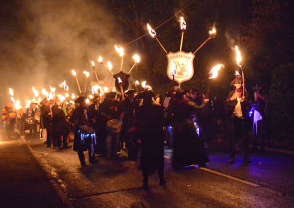 Northiam Bonfire Society parade, bonfire and firework display at Northiam Saturday October 4th 2014. SUS-140610-074501001