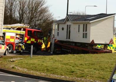 The scene of the crash on the Fishbourne roundabout PICTURE BY MICK DAVIS SUS-150503-163032001