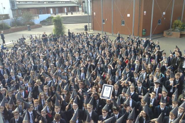 World record attempt for most people dressed as Harry Potter for World Book Day 2015 Tanbridge House School Horsham (phoot submitted). SUS-150603-094610001