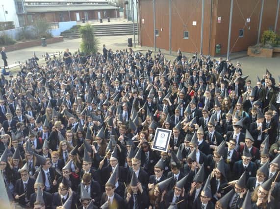World record attempt for most people dressed as Harry Potter for World Book Day 2015 Tanbridge House School Horsham (phoot submitted). SUS-150603-094610001