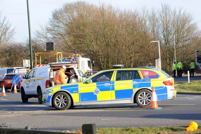 A traffic collision involving a lorry which had jack knifed and a car took place at the Fishbourne Roundabout on the A27 near Chichester on Thursday afternoon. 

Picture: Sarah Standing
