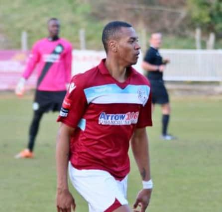 Tyrell Richardson-Brown's spectacular 81st minute goal earned Hastings United a 1-1 draw at home to Sittingbourne. Picture courtesy Joe Knight