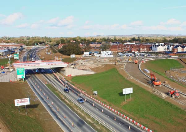 A24 roadworks aerial shot Horsham (photo by pictures from above) SUS-150120-124912001