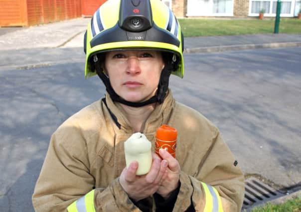 Firefighters are warning people to be careful when using candles following a blaze in the area this week. Pictured is crew manager Amanda Mays