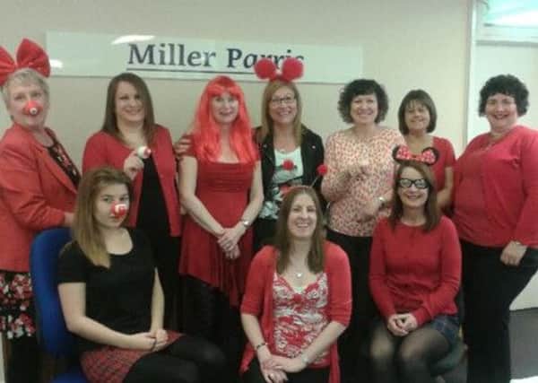 The Miller Parris team on Red Nose Day on Friday SUS-150317-095653001