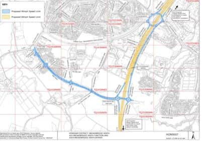 West Sussex County Council traffic regulation orders to be introduce on the new and existing roads around the West of Horsham housing development near Broadbridge Heath - picture used courtesy of WSCC based upon 2013 Ordnance Survey material