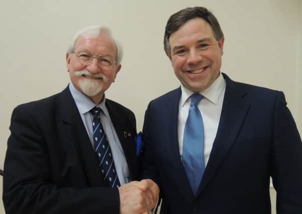 Chairman of Horsham Conservative Association Brad Watson with newly selected candidate for the 2015 general election Jeremy Quin