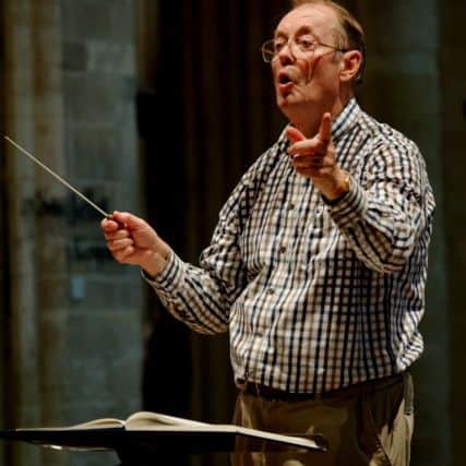 Conductor George Jones, who is stepping down from leading Billingshurst Choral Society for 29 years - photo copyright Keith Tellick 2014, reproduced courtesy of the choral society