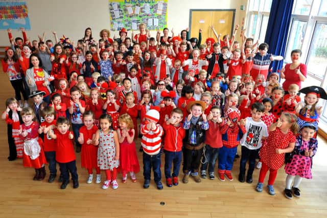 Just two of the year groups celebrate Red Nose day at Birchwood School. Pic Steve Robards SUS-150313-190236001