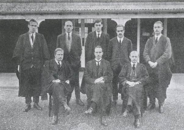 Worthing High School for Boys staff, January, 1924. Back row, from left: J. Johnson, A.V. Scudamore, T.R. Holland, W.E. Rees, A.R.H. Martin. Front row: L.E. Littlewood, R.G. Martin (headmaster), J.T. Turner (second master)