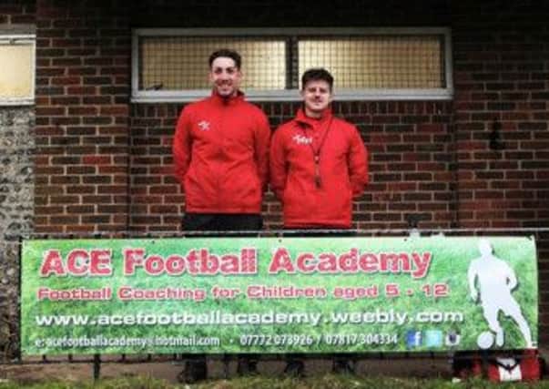 Matt Whitehead and Jamie Crellin of ACE Football Academy SUS-150327-171852001