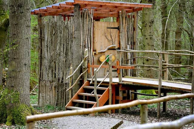 Woodland manager David Spreadbury-Troy has won a conservation award as a result of him turning the wood at Ingfield Manor School into a learning environment for the children. Environmental woodland toilet. Pic Steve Robards SUS-150413-172736001
