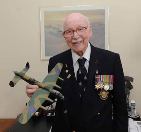 Reg Barker WW2 Bomber Command veteran who was a prisoner of war after his Lancaster bomber was shot down in August 1944 (Pic by Jon Rigby) SUS-150421-115134008