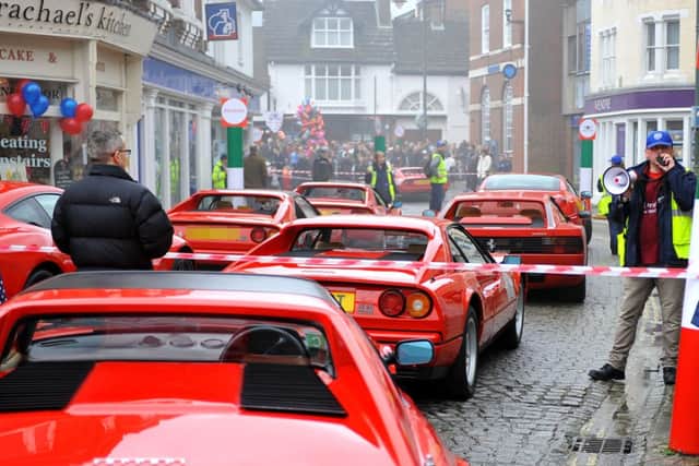 Millions of pounds worth of Ferrari's in fire drama at Horsham Piazza. 03/04/15. Pic Steve Robards SUS-150304-143805001