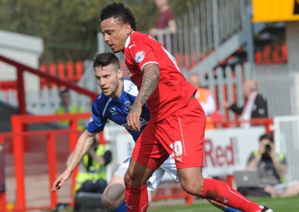 Crawley Town V Oldham Athletic 6/4/15 Dean Morgan in action  (Pic by Jon Rigby) SUS-150704-123701008
