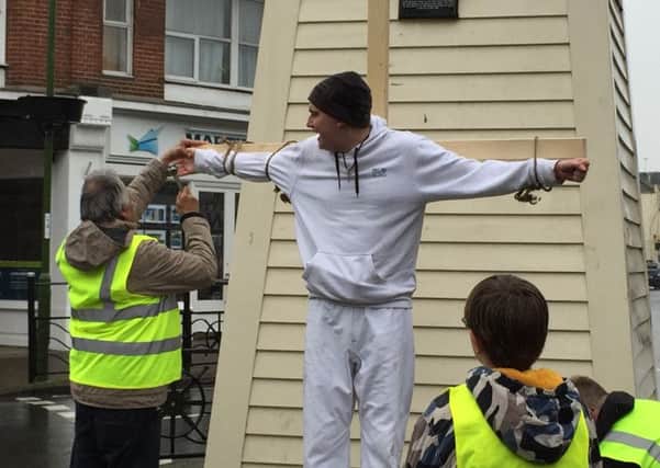 Littlehampton walk of witness through the High Street on Good Friday, 2015. Pictured is Francis Bell, 25, as Jesus
