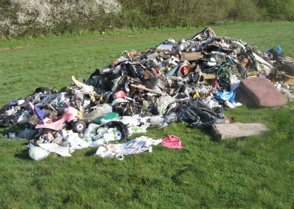 Fly-tipped rubbish at Upper Wilting Farm, St Leonards