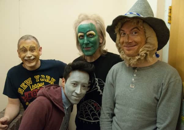 From left: Kev Summers as The Cowardly Lion, Gus Quintéro-Fryatt as The Tin Man, Andrew Donovan as The Witch and Chris Dale as The Scarecrow