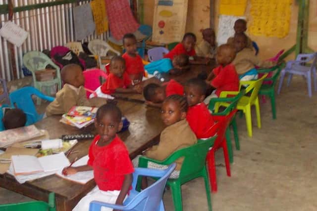 Children in one of the two new classrooms funded by the Friends of the Mombasa Children charity