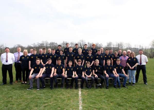 The URFC U15 squad of 25 players, 5 coaches / management and 10 parents. Picture by Ron Hill