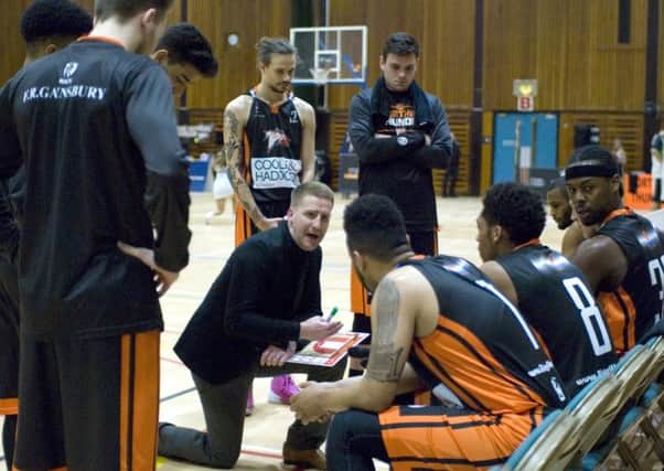 Worthing Thunder coach Daniel Hildreth pictured during a time-out