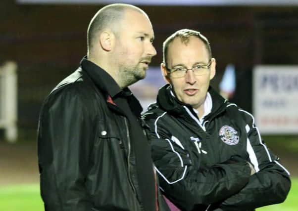 Scott Price (left) with Nigel Kane while in charge of Hastings United under-21s earlier this season. Picture courtesy Joe Knight