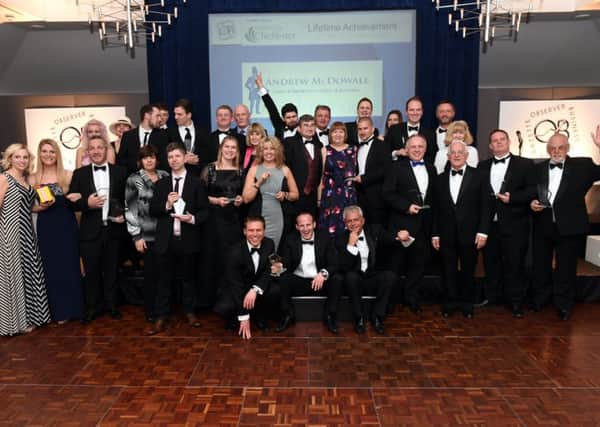 Gazette & Observer Business Awards 2015. Group Picture of all the award winners. 
Hilton Avisford Park, Arundel, Sussex.

Picture: Liz Pearce 100415
LP151208 SUS-151204-224305008