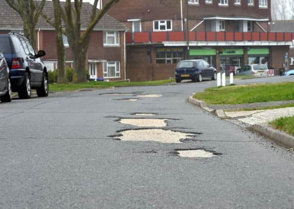 GV of Test Road, Sompting where the tarmac is breaking away.
Sompting, Sussex. 

Picture: Liz Pearce  130415
LP01235 SUS-150413-164543008