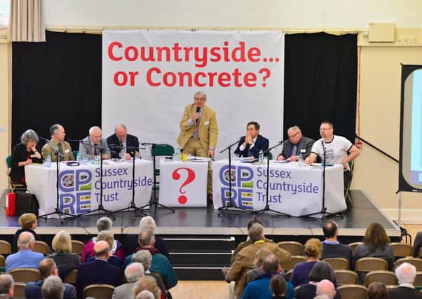Election hustings organised by CPRE Sussex earlier this year Frances Haigh, Darrin Green, Martyn Davis, Roger Arthur, Jeremy Quin, Jim Rae and James Smith Drill Hall, Horsham (photo submitted. SUS-150325-120608001