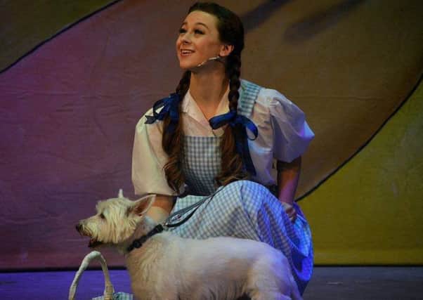 Adrienne Cox as Dorothy and Buster Underhill as Toto. Picture by Sam Taylor