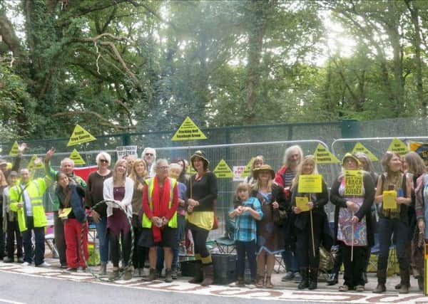 Campaigners from Frack Free Surrey staged a peaceful protest at Horse Hill, Horley