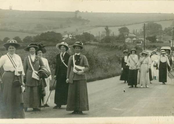 Suffragist Pilgrims at Clayton, July 21, 1913, photographed by Douglas Miller. Courtesy of www.sussexpostcards.info