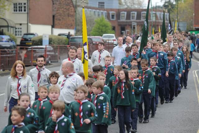 St Georges Day Scout Parade in Horsham Sunday 26th April 2015 (Pic by Jon Rigby) SUS-150427-135448008