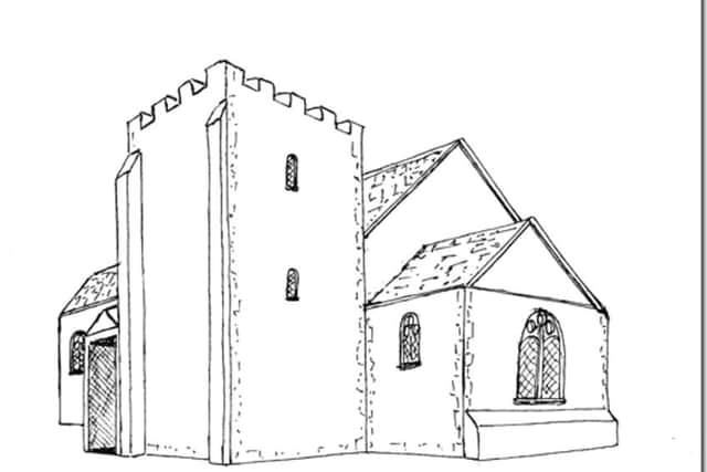 An image of how St Nicholas Church may have looked, by Bob Turner, of Worthing Archaeological Society