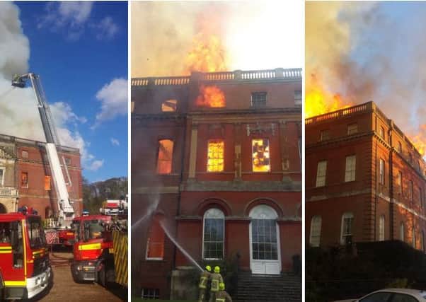 Firefighters tackled a fire at Clandon Park, a National Trust property near Guildford. Pictures contributed by Surrey Fire and Rescue