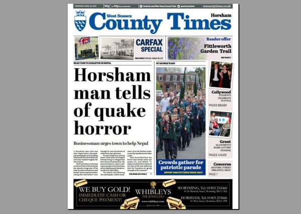 County Times front page April 30. SUS-150430-105116001