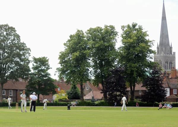 Cricket in Priory Park - an idyllic scene