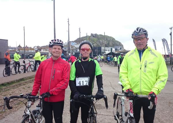 Duncan Haycon, Eddie Tate and Joe Fallen who competed in the Hastings cycle challenge SUS-150505-124440001