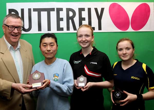 (Pictured Keith Thomas of Table Tennis England, Eva Wang, Emily Bolton and Lois Peake Picture by Ted Cottrell)